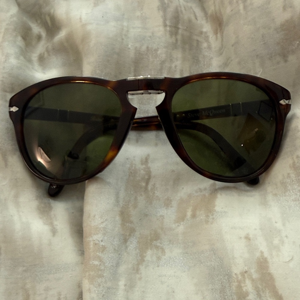 Persol Tortoise Sunglasses with Green Lenses